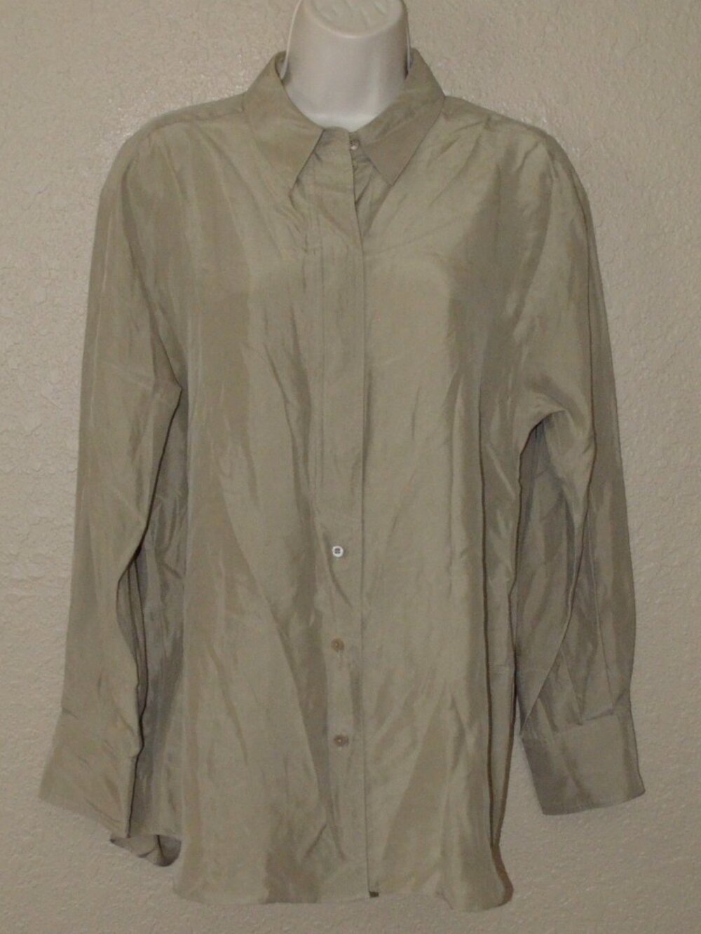 Sz 1 XS Dorothee Schumacher Tan Silk Long Sleeve Blouse